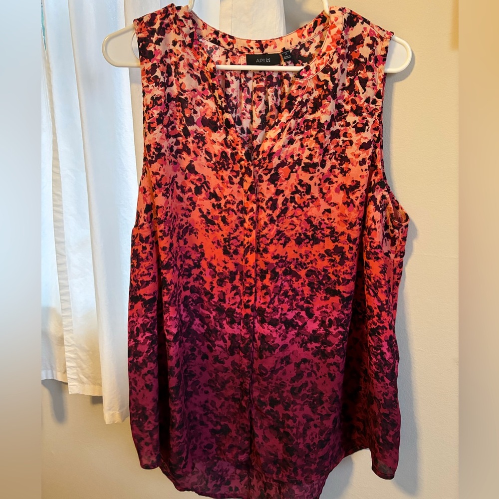 Apt.9 Pink/black Patterned Sleeveless V Neck Blouse Size 1X